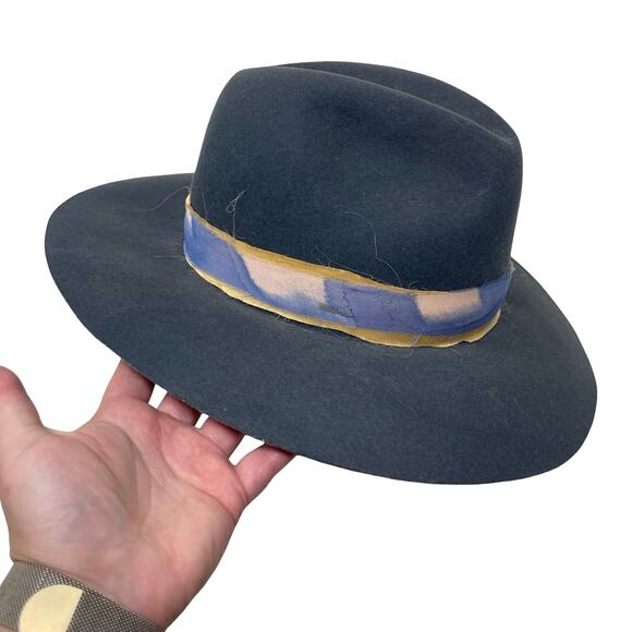 Lovely Bird Montana grey blue fedora wool hat sz M